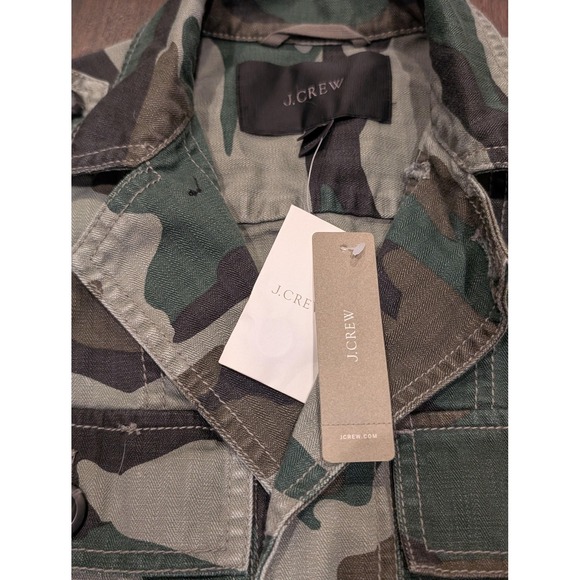 J.Crew Jacket Womens XXS Green Camo Utility‎ Shirt Shacket Military G8539 New - Picture 3 of 9